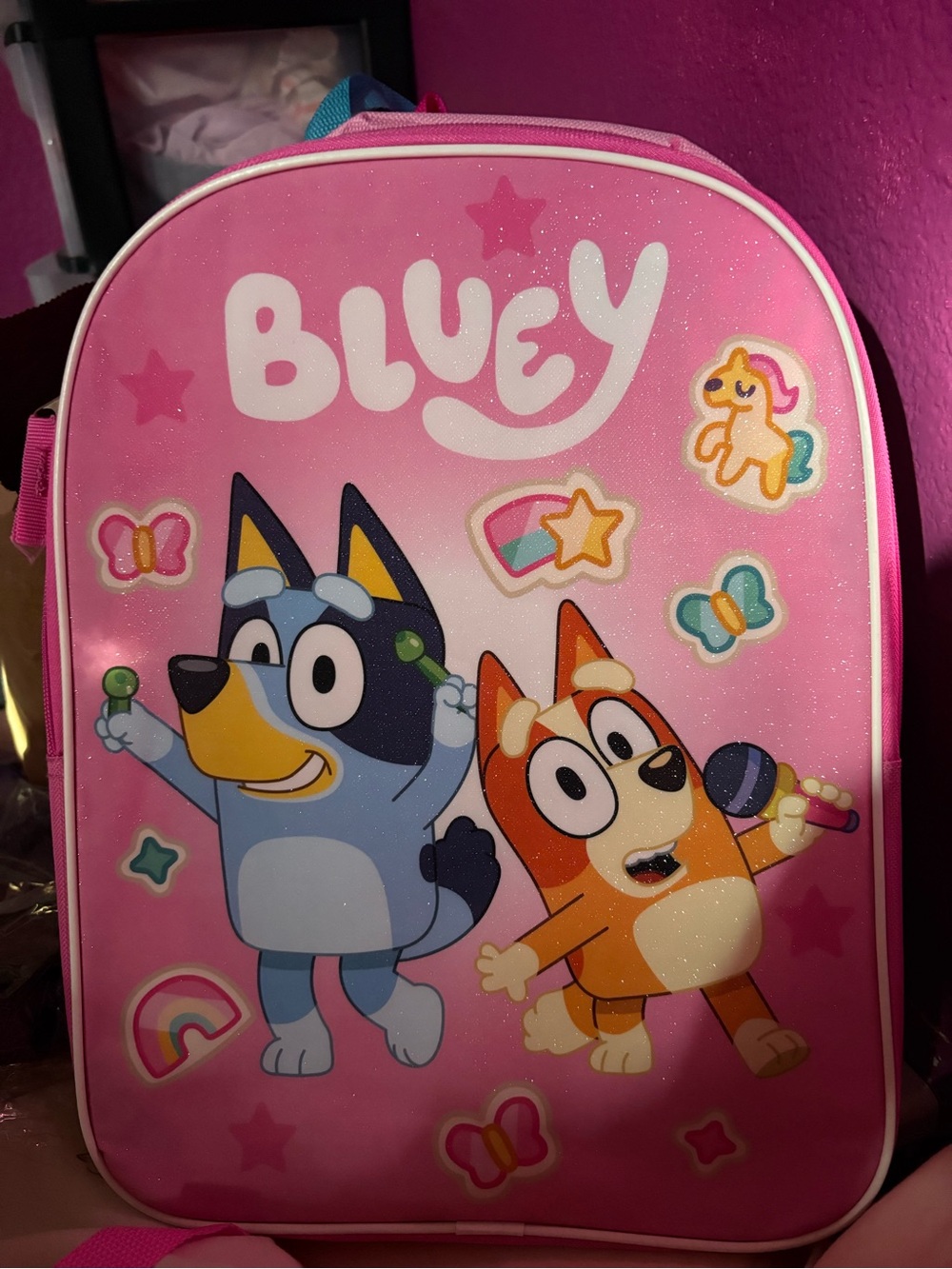 Bluey Pink Kids Backpack with Bluey Characters